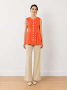 Estelle Orange Sleeveless Cotton Shirt