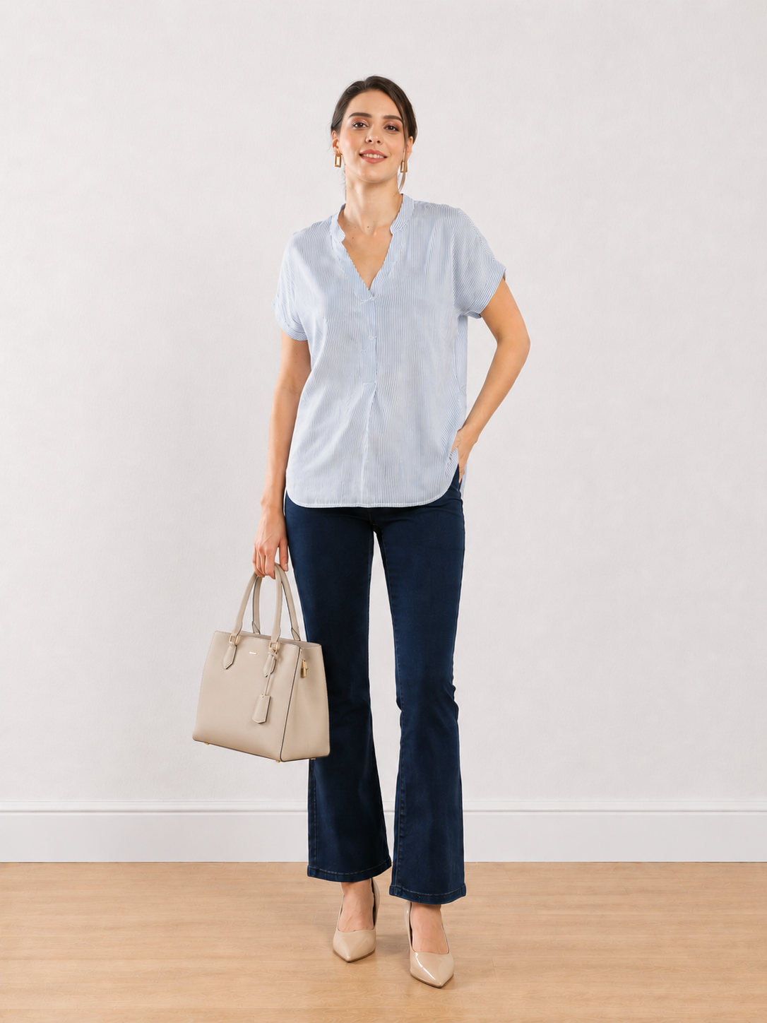 Ellora Stripes Formal Top