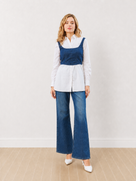 Donna Denim Stylish Shirt-Corset Set