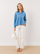 Delta Light Blue Denim Peplum Shirt