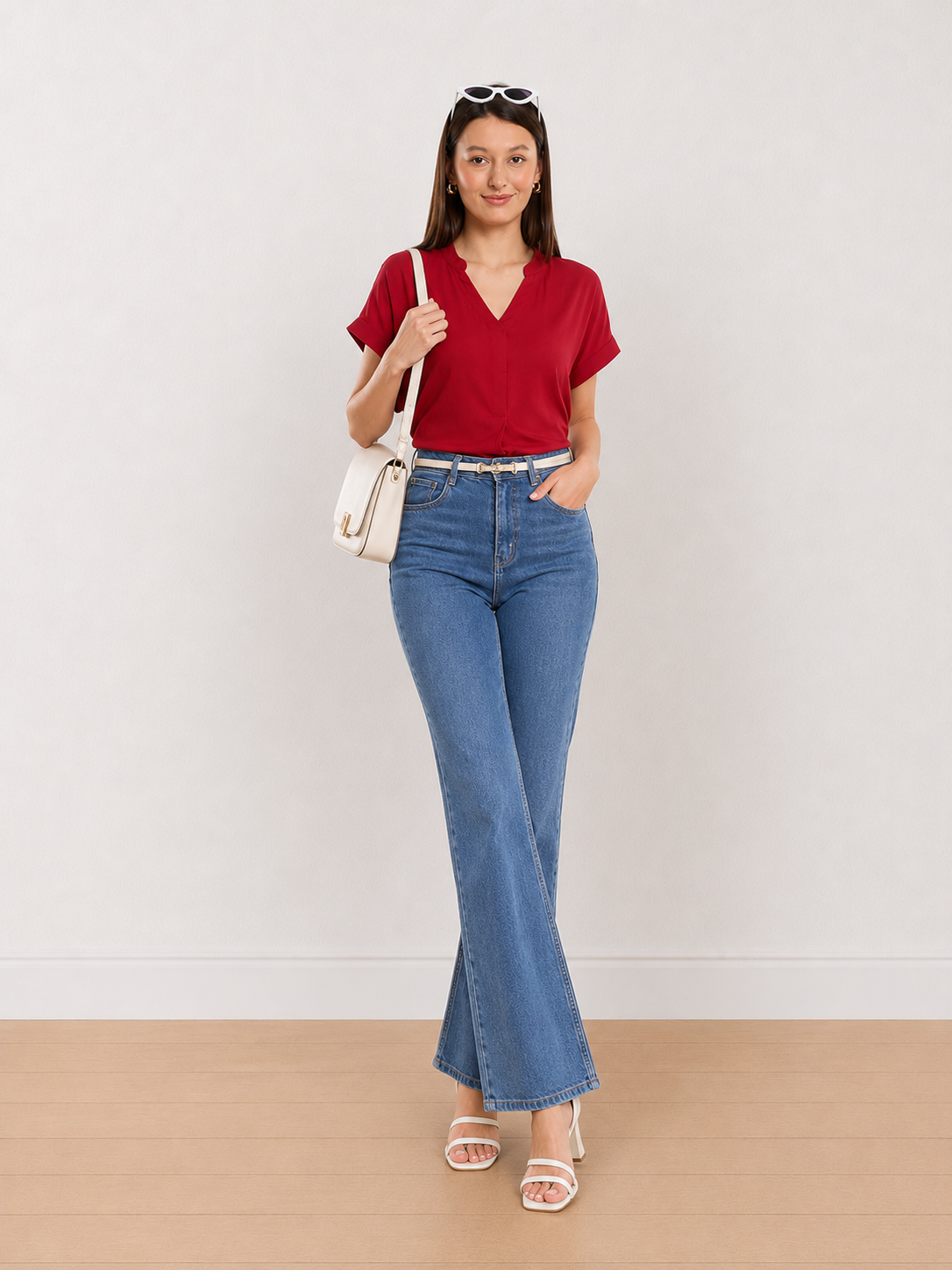 Claire Red Stylish Formal Top