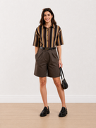 Cecil Brown Striped Cropped Shirt