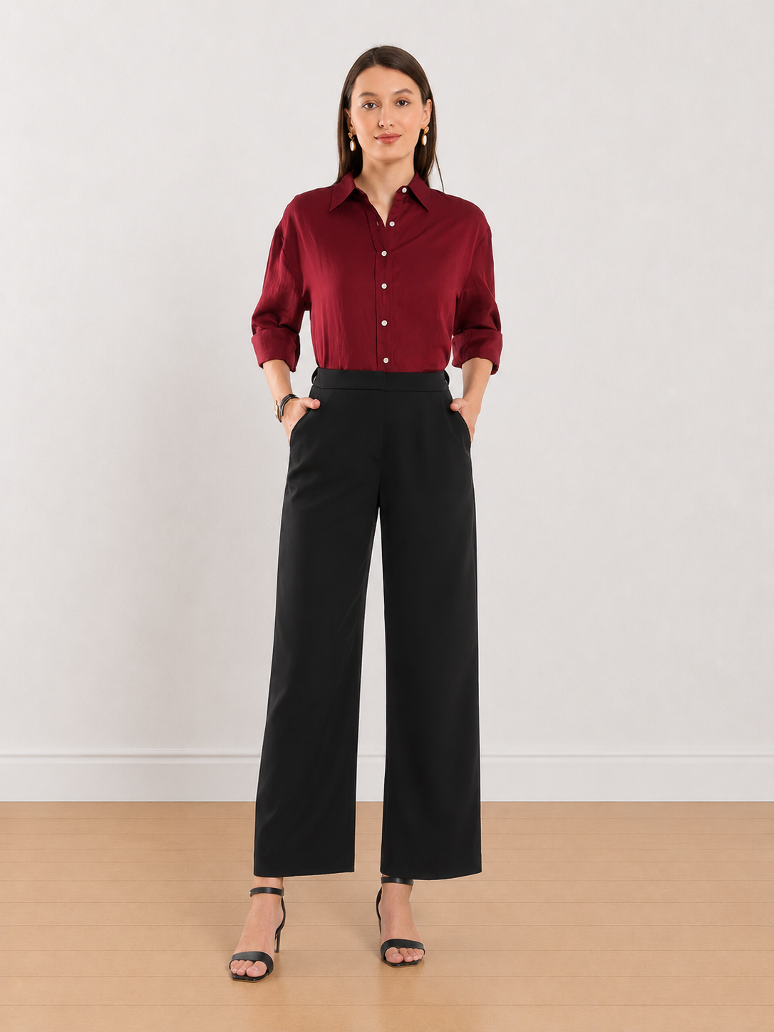 Carlota Maroon Oversized Party Shirt