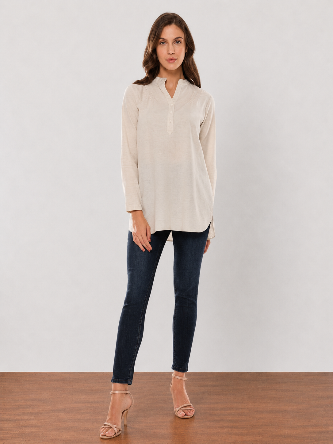 Alexa Cotton Linen Plus Size Tunic Shirt