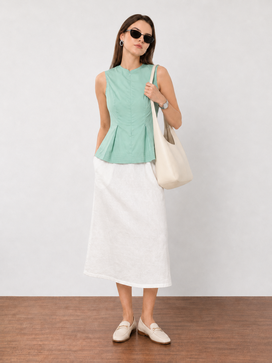 Farina Pleated Sleeveless Formal Top