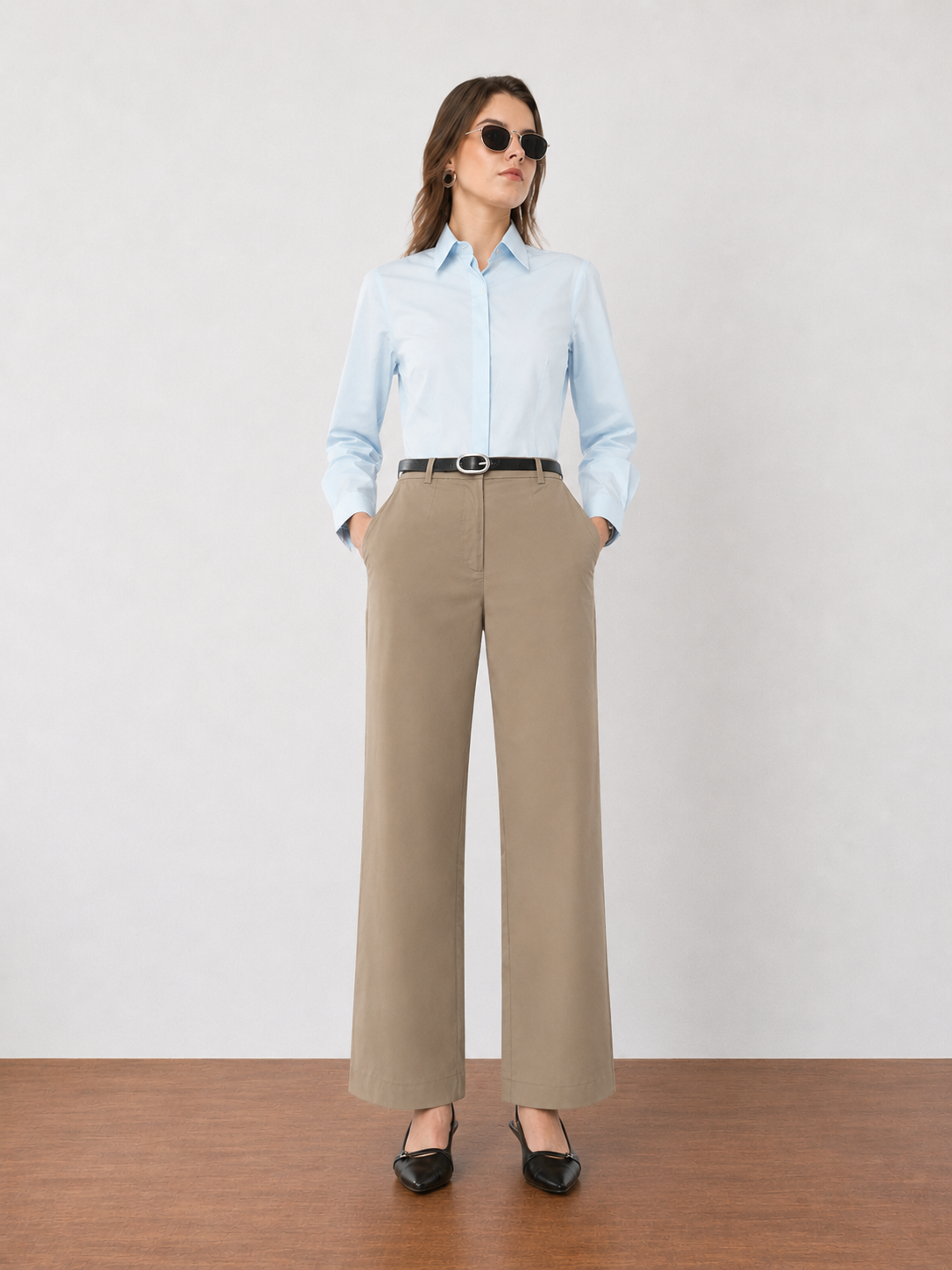 Faye Cotton Flat Front Pants
