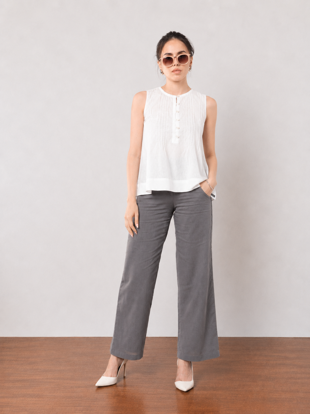 Gill Pin Tucks Linen Top