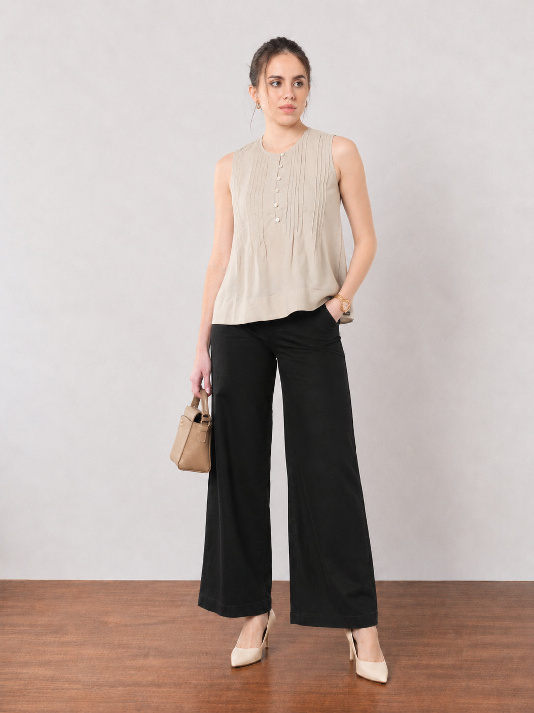 Gill Pin Tucks Linen Top
