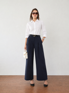 Frida Pleated Wide Leg Cotton Pants