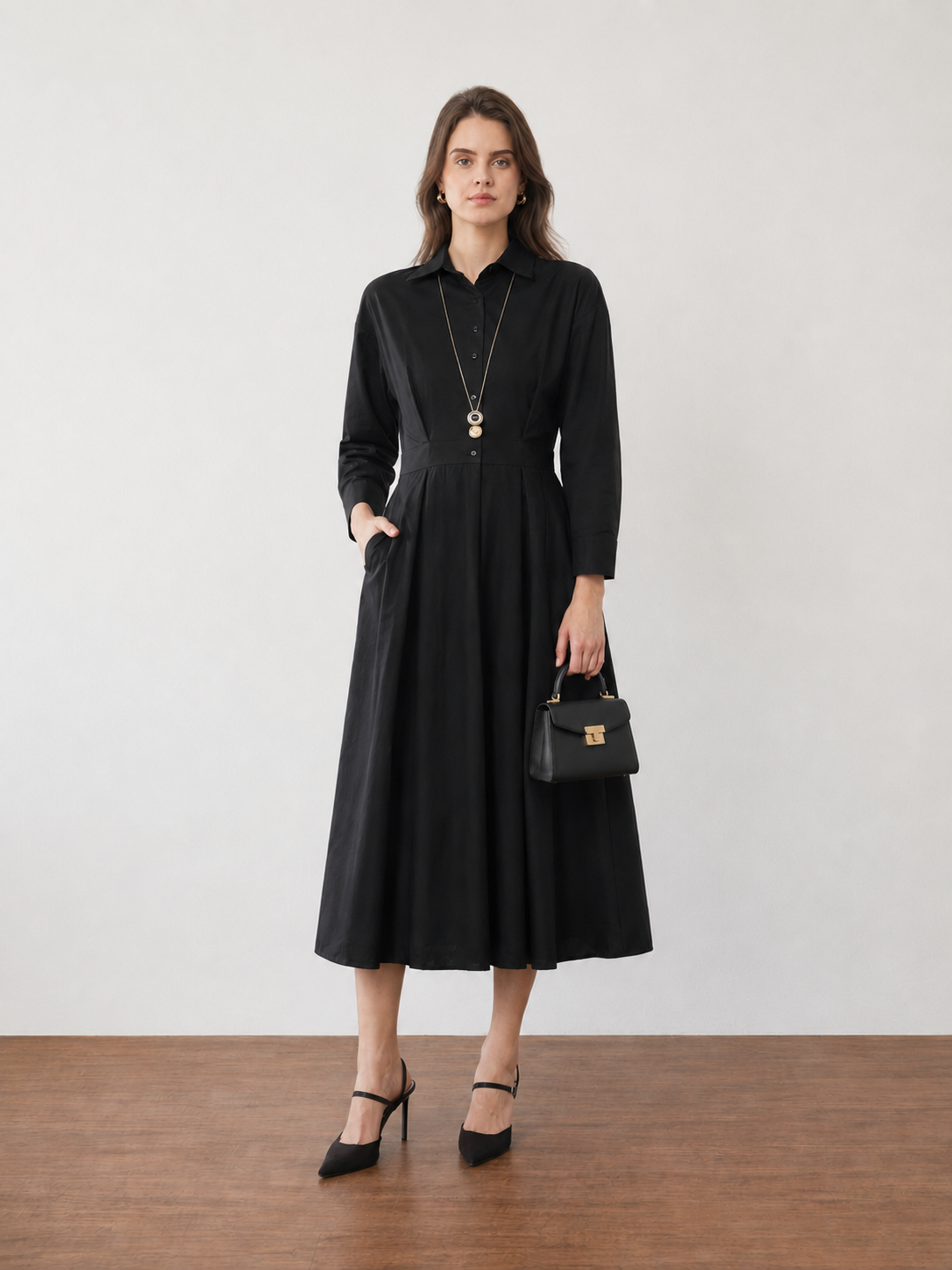 Francesca Drop Shoulder Formal Midi Dress