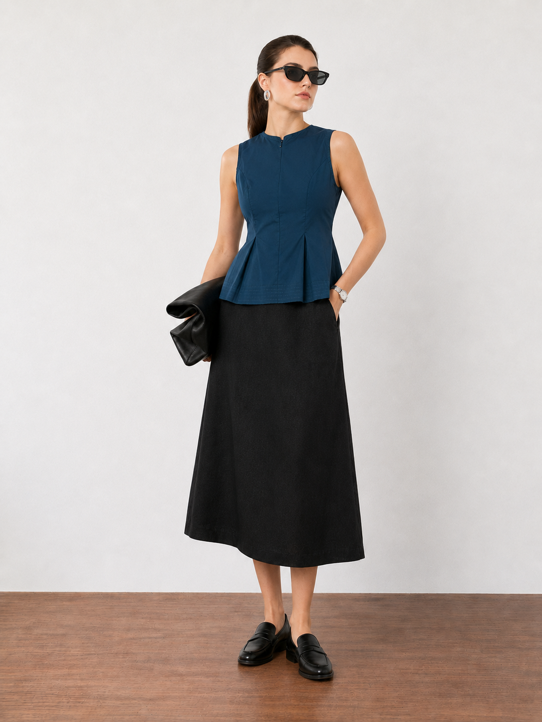 Farina Pleated Sleeveless Formal Top