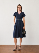 Flora Fit and Flare Formal Denim Dress