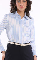 Emma Mixed Blue & White Stripes Cotton Formal Shirt