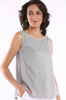 Enola Grey Cotton Classy Formal Sleeveless Top