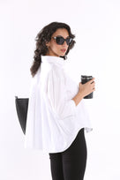Elizabeth White Stylish Pleated Back Cotton Shirt