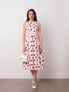 Gina Red Floral Print Dress