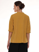 Adrian Mustard Yellow Cotton-Viscose Loose Top for Women - Florence Fit from GAZILLION - Back Look